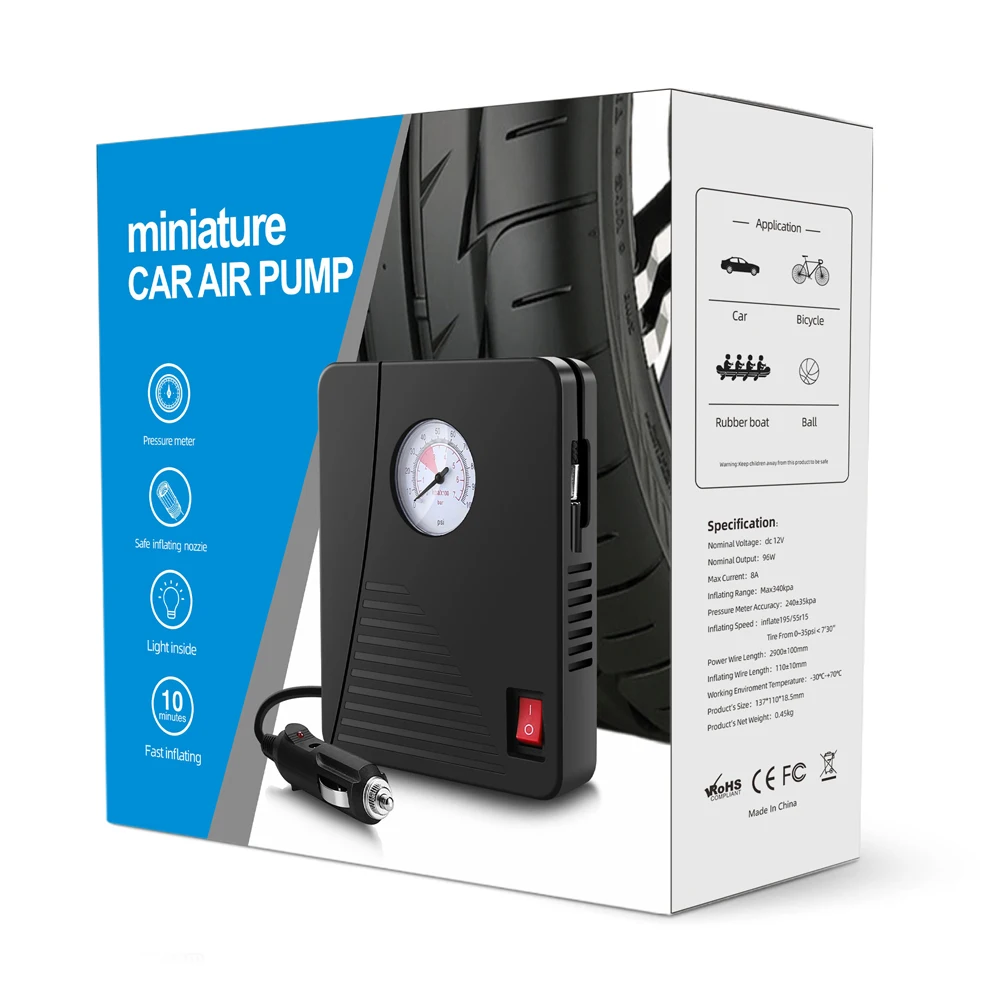 Автомобильный воздушный насос портативный двухцилиндровый с цифровым дисплеем