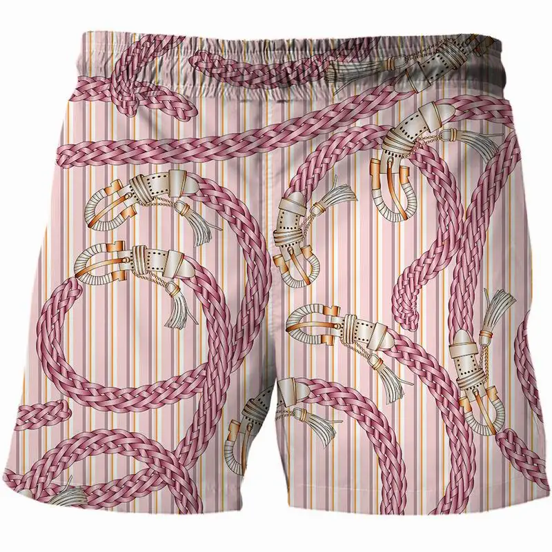 

New Fashion Summer Men's Shorts Chain pattern 3D Surfing Shorts Beach Short Men Casual Quick Dry Sports Pants Swimwear beachwear