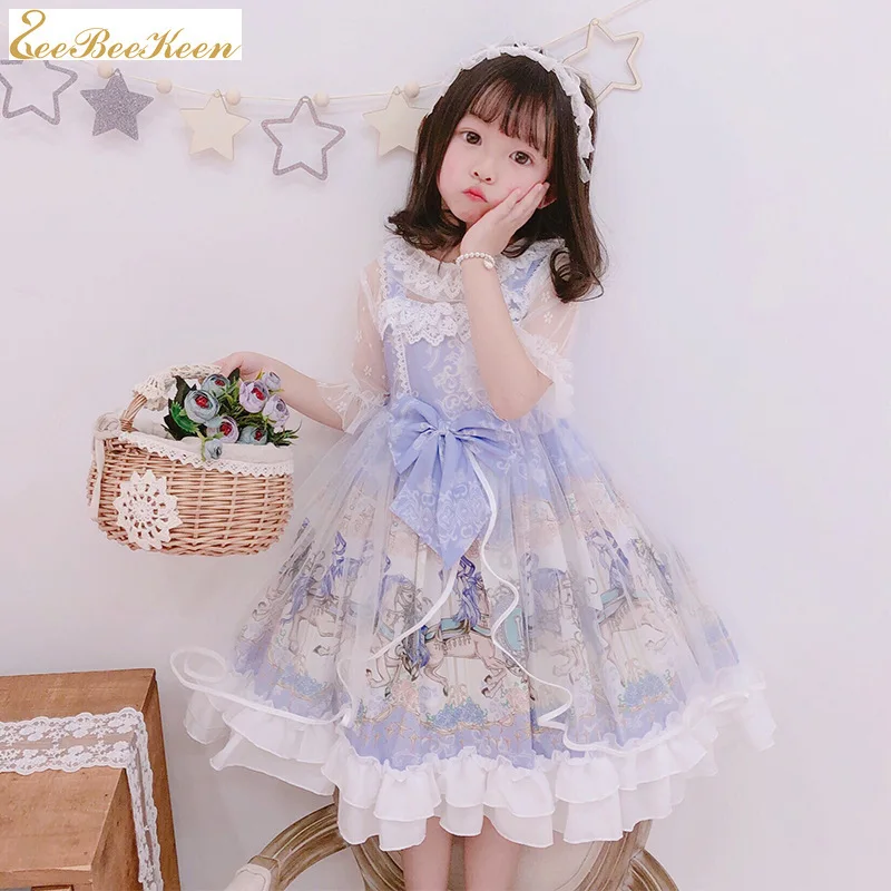

Kids Spanish court dress Girls Western Style Princess Dress Children Summer Strapped Dress Lolita Baby Formal Dress Lolita Dress