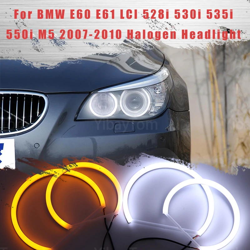 

Светодиодный SMD хлопковый светильник Switchback Angel Eye Halo Ring DRL Kit для BMW E60 E61 LCI 528i 530i 535i 550i M5 2007-10 галогенный передний свет