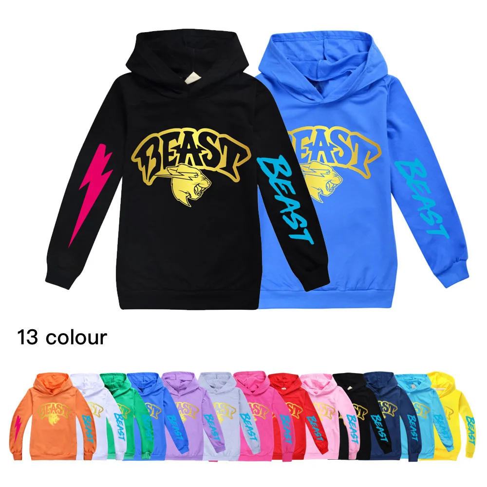 

New Autumn Mr Beast Lightning Cat Children's Clothing Boys Long Sleeve Hoodies Tops Kids Clothes Toddler Girls Sweatshirts 2-16Y