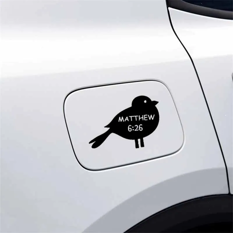 

Cartoon Car Stickers Motorcycle Decal Bible Verse MATTHEW 6:26 Christian Windshield Accessories PVC 14cm X 10cm