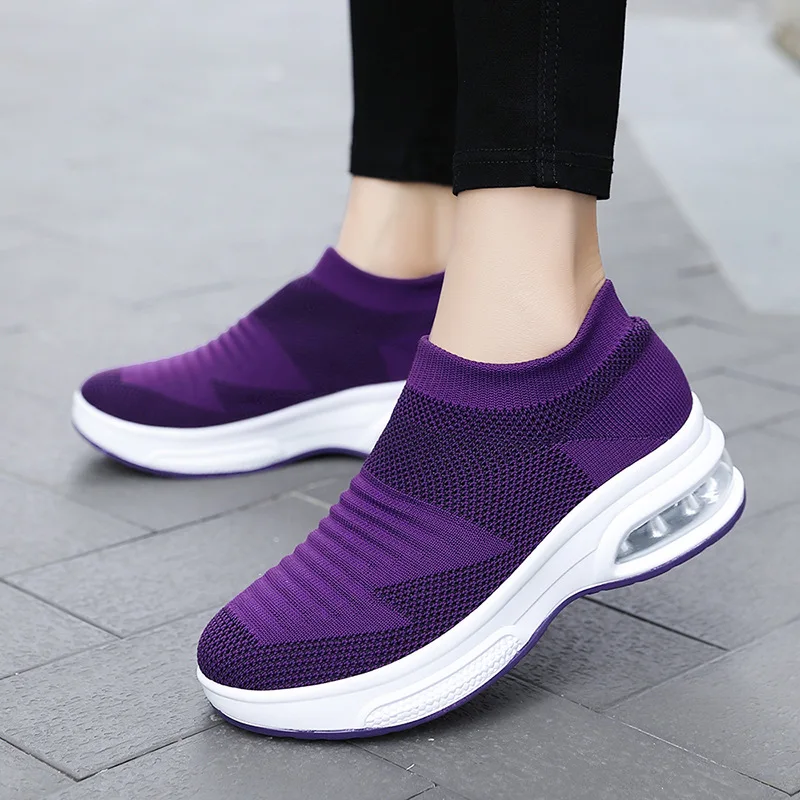 

Women Sneakers Fashion Breathable Mesh Casual Shoes Platform Sneakers Woman Platform Slip-On Sneakers Walking Running Shoes