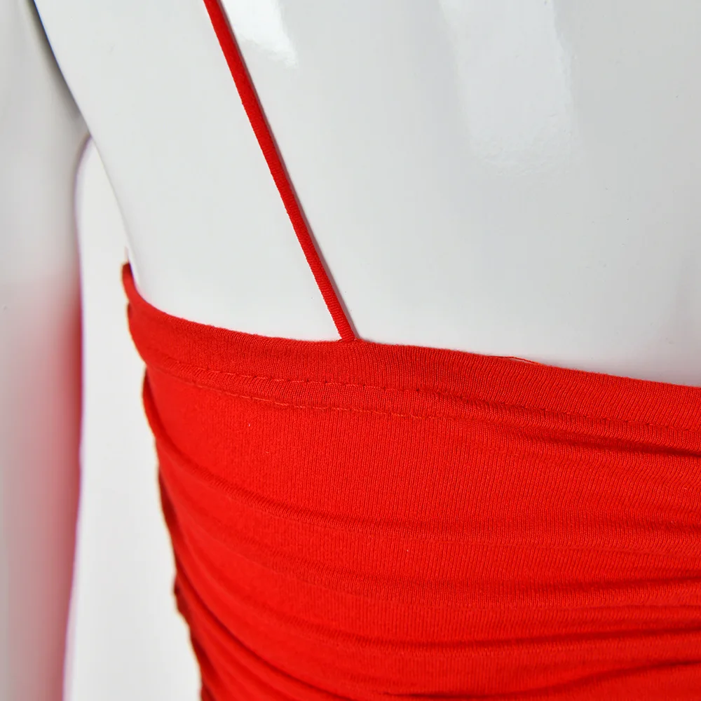 

2020 hot sale fashion sexy suspender backless gloss dress nightclub style buttocks with hips and tight pleated dress