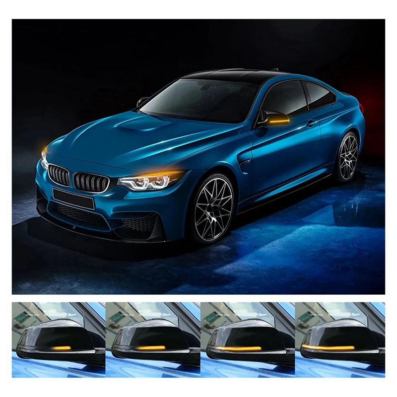 Car LED Dynamic Rearview Mirror Light Turn Signal Indicator for BMW F20 F21 F22 F30 E84 1 2 3 4 Series Amber&ampBlue |