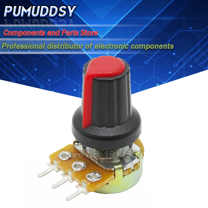 

10 pair(20pcs) WH148 Shaft Amplifier Dual Stereo Potentiometer 3Pin 15mm + AG2 red 15*17MM Knob 1K 5K 10K 50K 100K 500K 250K