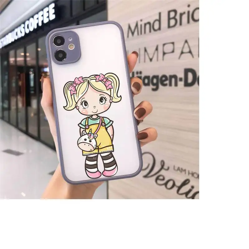 

Cartoon cute girl Phone Cases Matte For iPhone 12 Mini 11 Pro XR XS Max 7 8 Plus X Hard PC Back Cover