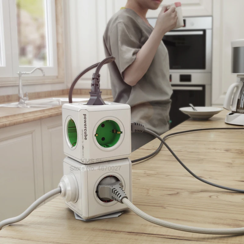 Allocacoc оригинальная электрическая розетка power Cube power strip EU Plug 16A 3680 Вт 5 розеток адаптер для путешествий удлинитель мульти вилка 1 шт