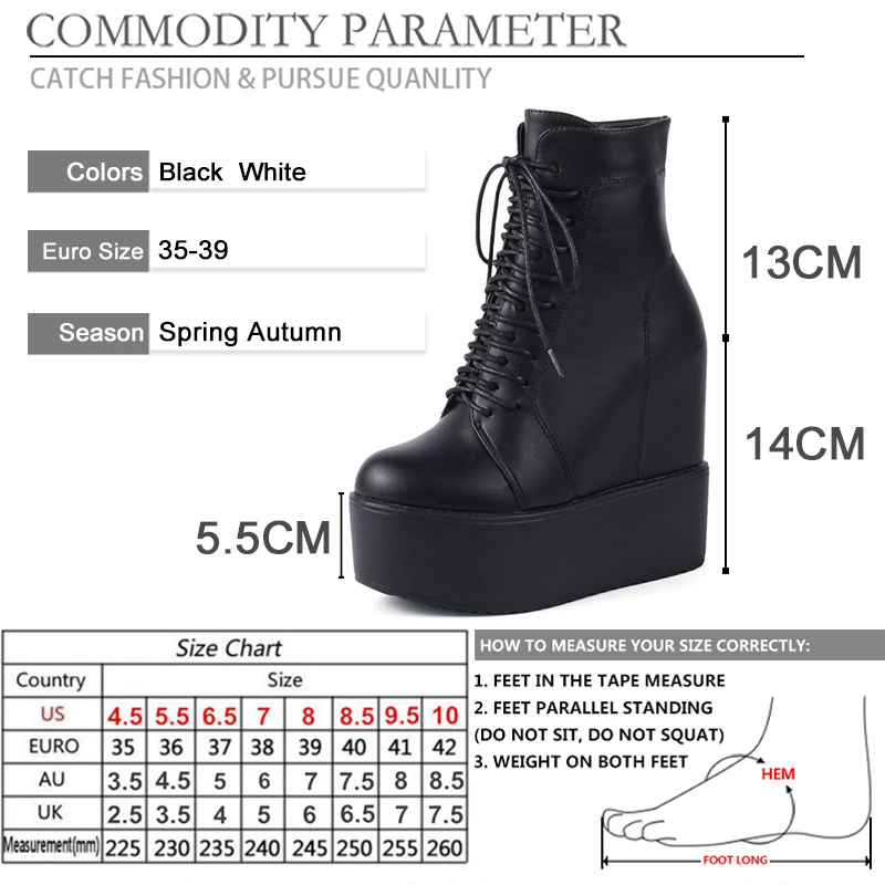 

BYQDY Lace up Platform Boots Women Black Goth Boots Ankle Boots Buckle Strap High Heel Motorcycle Boots Chunky Heel Leather
