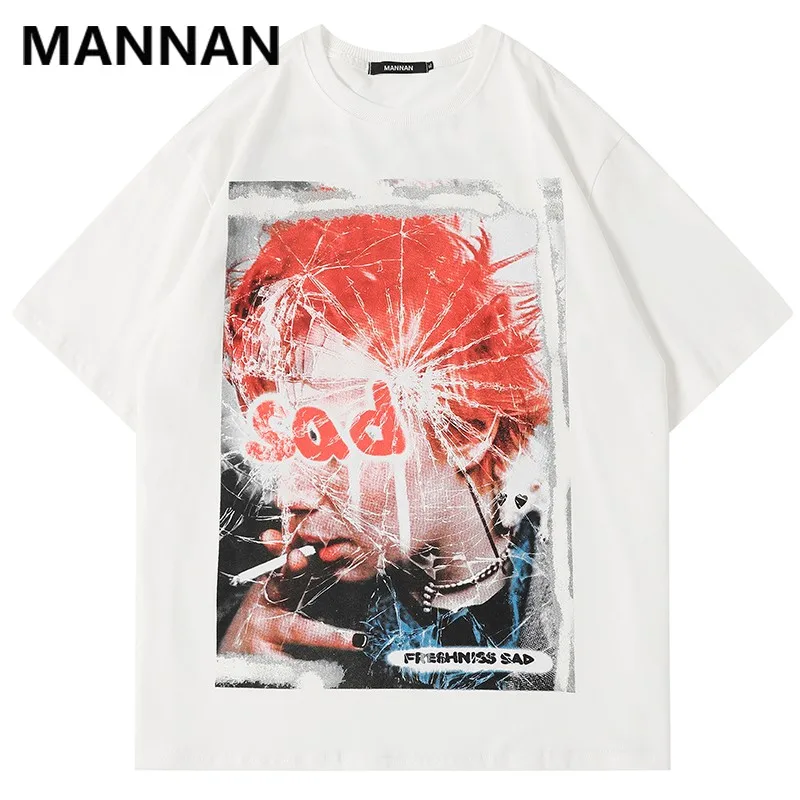 

2021 Men Tops Tees Streetwear Mens clothing Easy Distressed Boy Letter Print Tshirt Short Sleeve T-Shirt Fashion Tee Shirt Fila