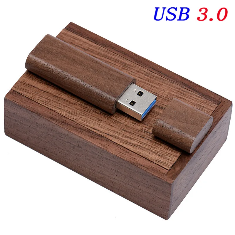Walnut wood with box SHANDIAN Высокоскоростной USB 3,0 деревянный бамбуковый USB флеш-накопитель ручка драйвер деревянная Флешка 4 ГБ 8 ГБ 16 ГБ 32 ГБ USB креативный персональный логотип - Цвет: Walnut wood with box
