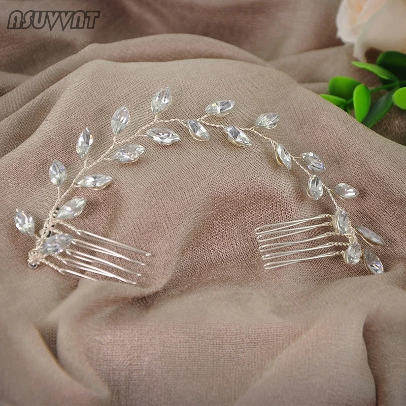 Elegant Bridal Wedding Hair Accessories Headband Clips Comb With Crystal Beaded Jewelry Gift For Women Girl Party Dress Up | Украшения и