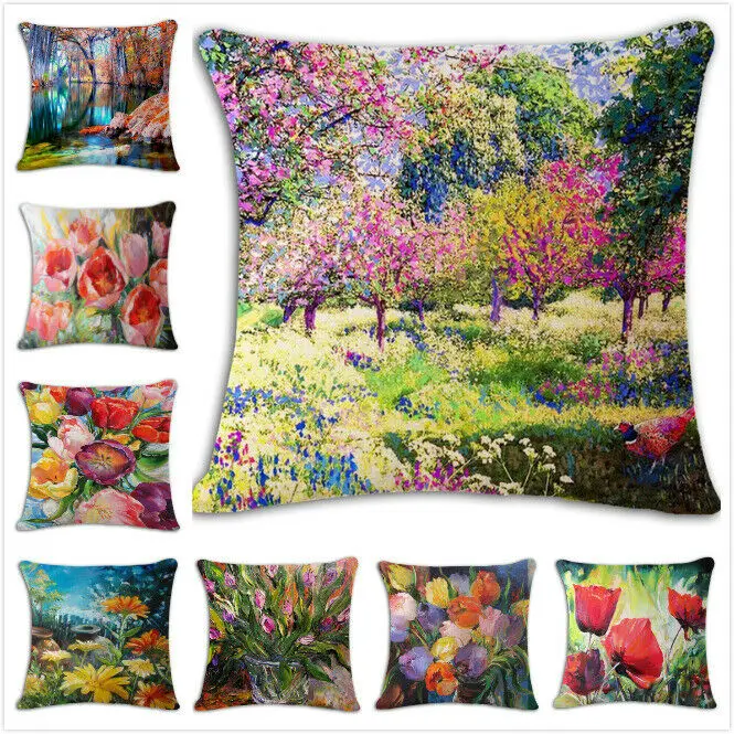Акварельные цветочные серии наволочки для подушек Маки Поппи дивана спальни