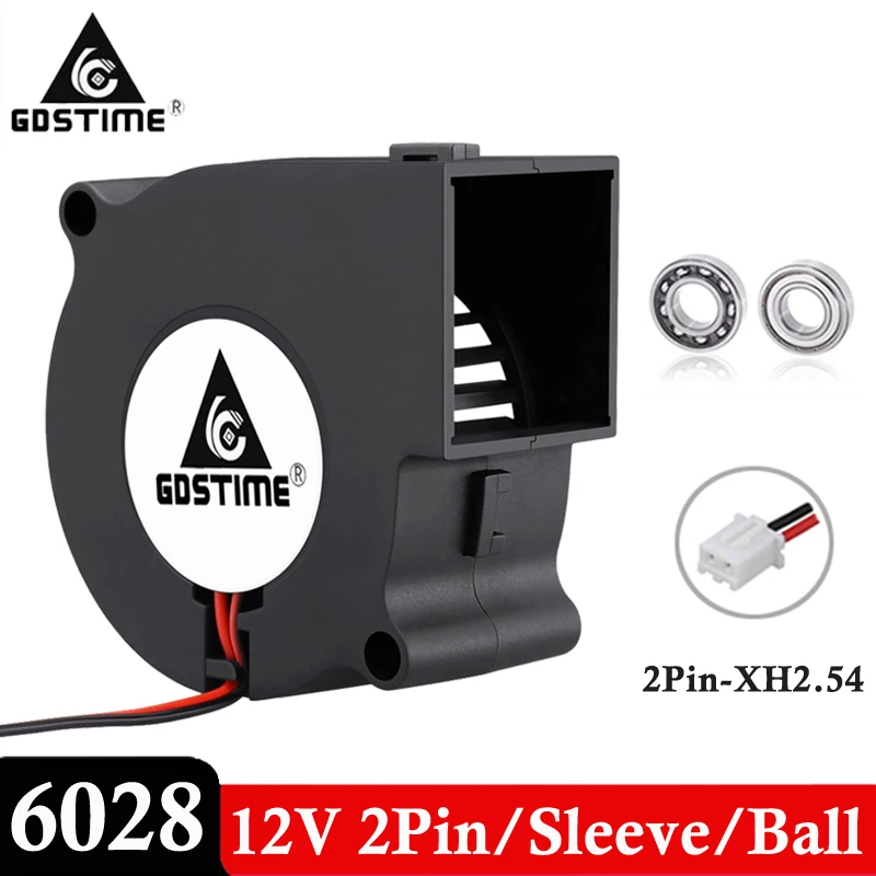Gdstime-ventilador Centrífugo de 12v 2pin 60 mm 6cm 60×28 mm 6028 Pequeno Refrigeração Ventilador com Rolamento de Esfera Cooler Ventiladores e resfriadores