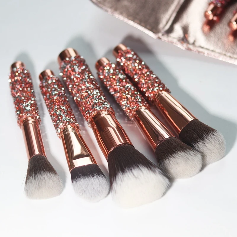 

10Pcs/Set Diamond Makeup Brushes Kit Women Make Up Tool Blending Contour Foundation Eyeshadow Brush with Cosmetic Bag