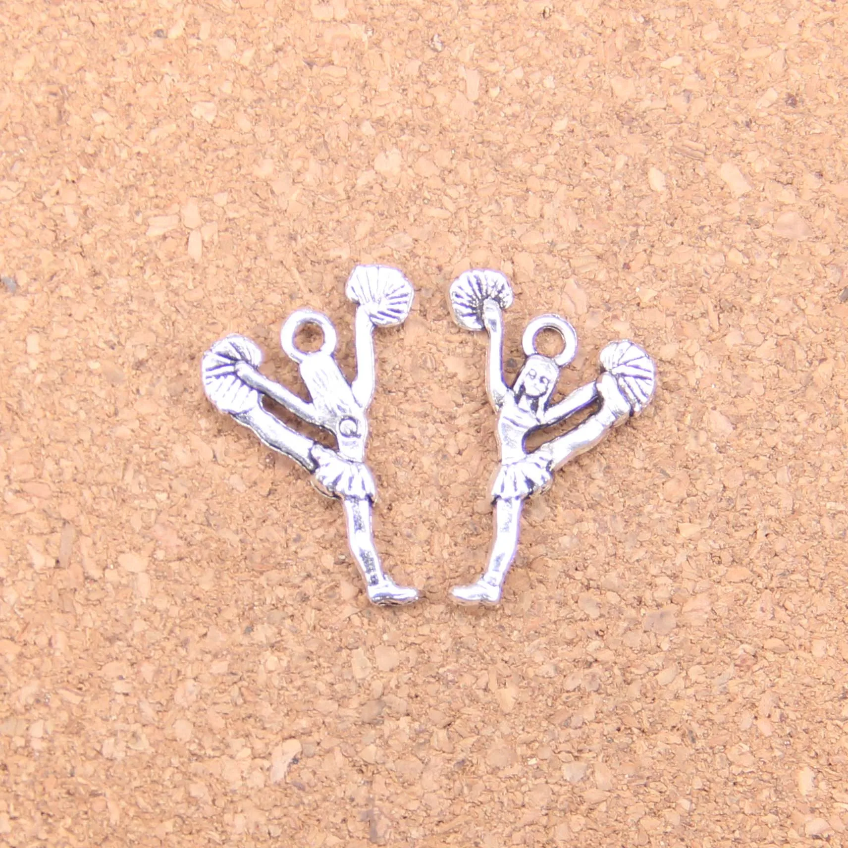 

120pcs Charms cheerleaders cheering dance 26x17mm Antique Pendants,Vintage Tibetan Silver Jewelry,DIY for bracelet necklace