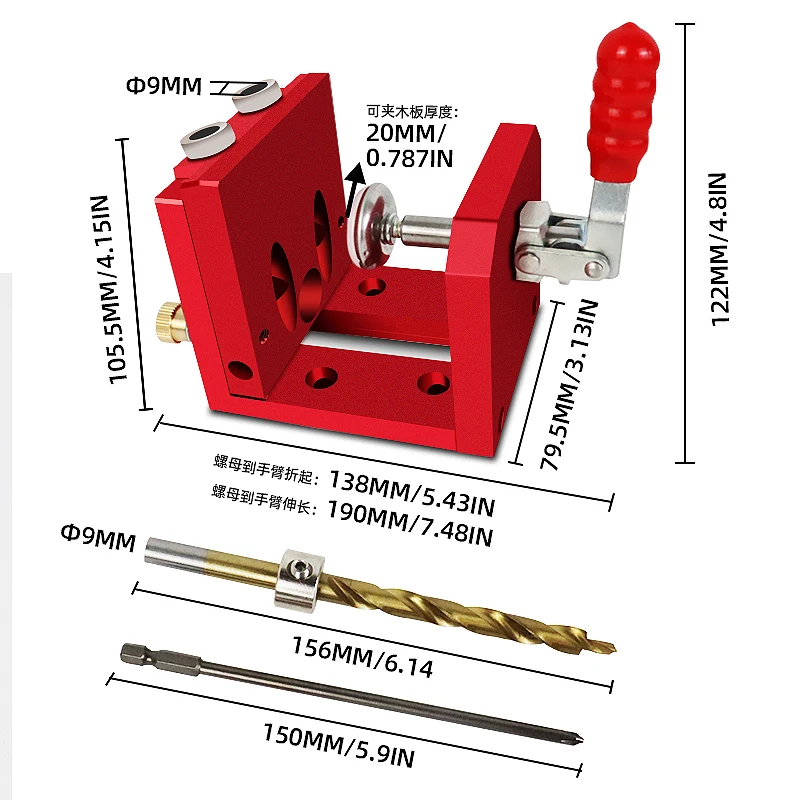 

Pocket Hole Jig Kit Adjustable Oblique Drill Guide Locator With Quick Clamp Joinery Woodworking Tool For DIY Carpentry