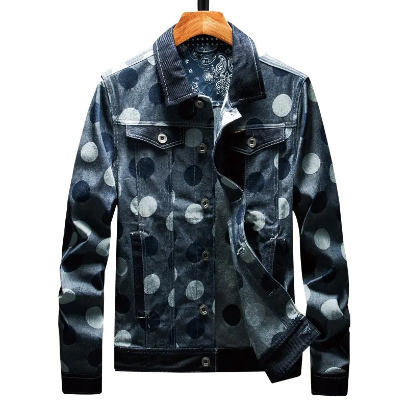 Мужская джинсовая куртка в стиле хип-хоп Харадзюку с длинным рукавом отложным