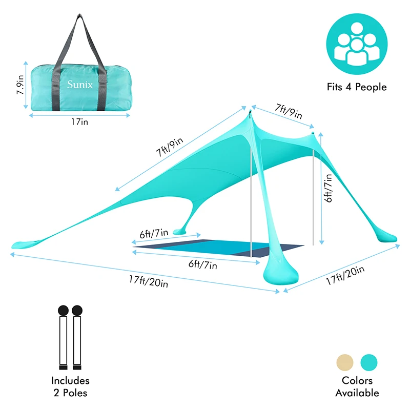Acheter Pare-soleil De Plage 240X240, Tente D'extérieur Coupe-vent, Tente De Camping Portable, Pergola, Gazébo, Abri Avec Sac De Sable, Ancres