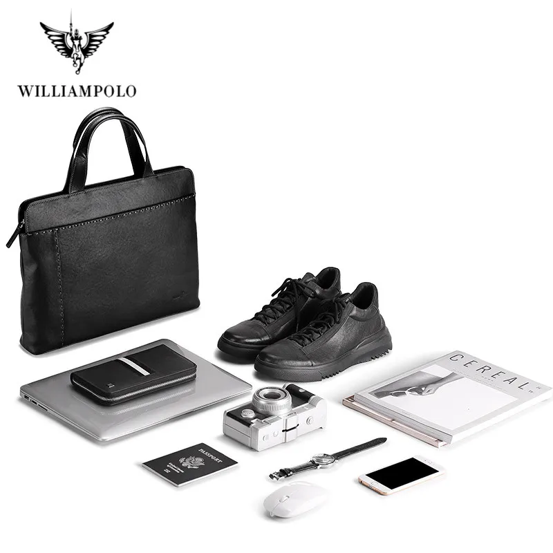 Портфель WILLIAMPOLO мужской для ноутбука саквояж кросс-боди из натуральной воловьей