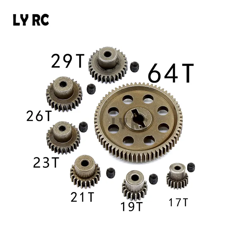 

1 set 11184 Metal Diff Main Gear 64T 11181 Motor Pinion Gears 21T Truck 1/10 RC Parts HSP Himoto Amax Redcat Exceed 94111 rc car