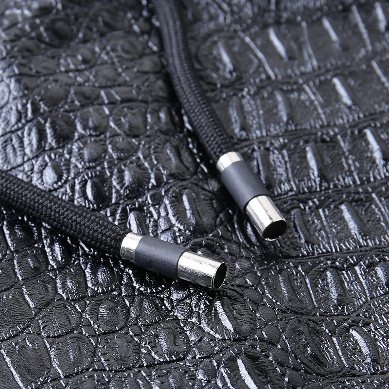 

Vintage Leather Pleated Loose Drawstring PU Trousers Crocodile Pattern Faux Leather PU Pants Women's Autumn Winter Streetwear