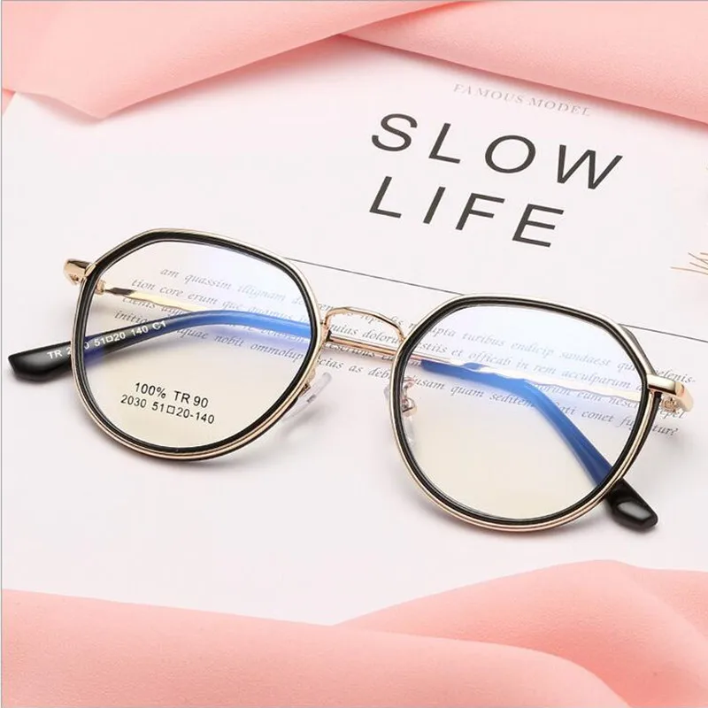 

Female Retro Personality Irregular Metal Frame Flat Mirror Male TR90 Myopia Optical Frame F2030
