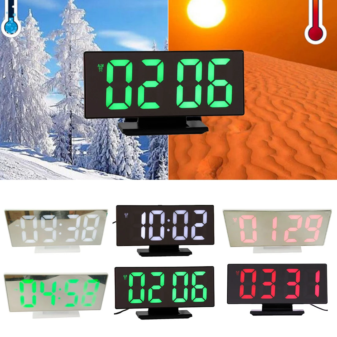 

LED mirror clock digital alarm clock beat monitor sleep monitor bedside table desktop office home bedroom decorationDigitalwatch