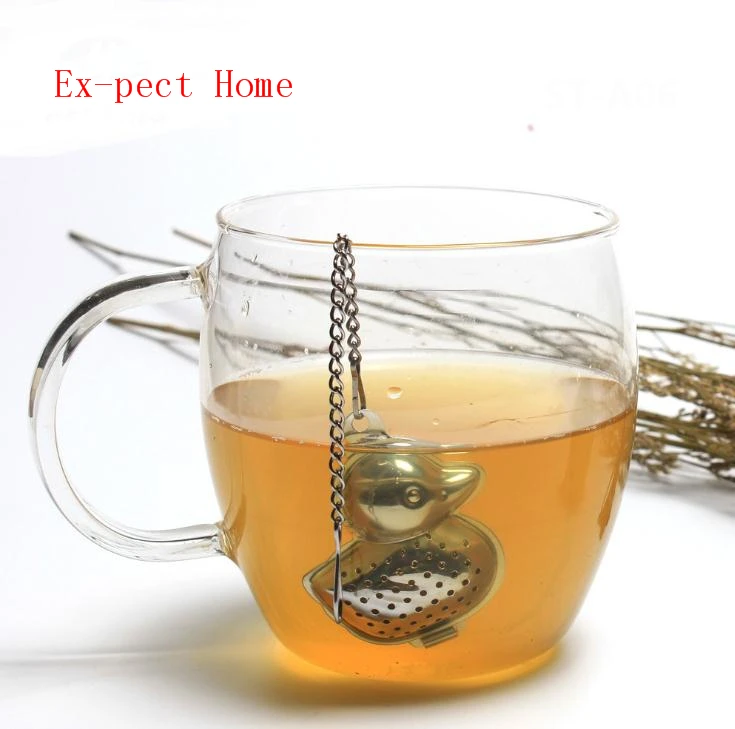 

Free Shipping 200pcs Stainless Steel Tea Infuser Loose Leaf Tea Strainer Herbal Spice Infuser duck Shape Tea Tools