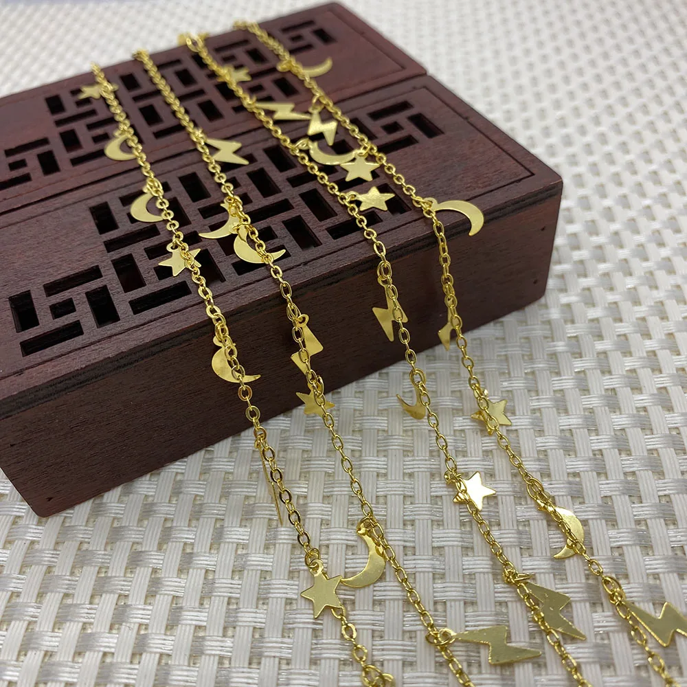 

Golden Hand-made Exquisite Charm Copper Chain Stars and Moon Used To MakeDIY Jewelry Necklaces Bracelets Anklets Earrings 1meter