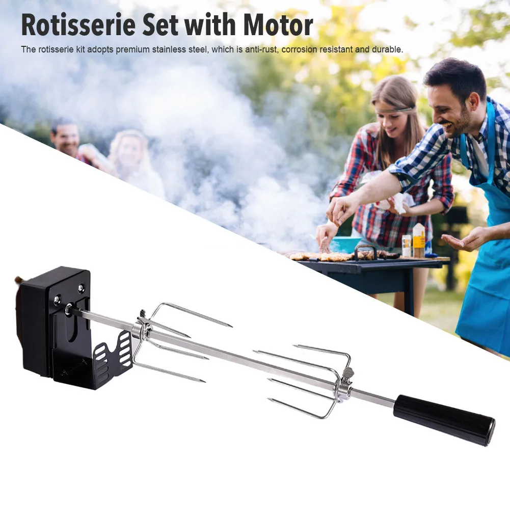 Rotisserie Set With Motor Stainless Steel Automatic BBQ Kit Grill For Grilling Hot Dog Chicken Steak Camping Tool |