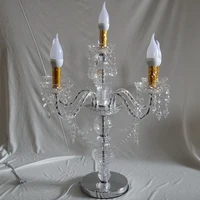2022 new 50 cm tall 5 arms crystal candelabra candle holder wedding centerpiece canderlabras crystal candelabrum
