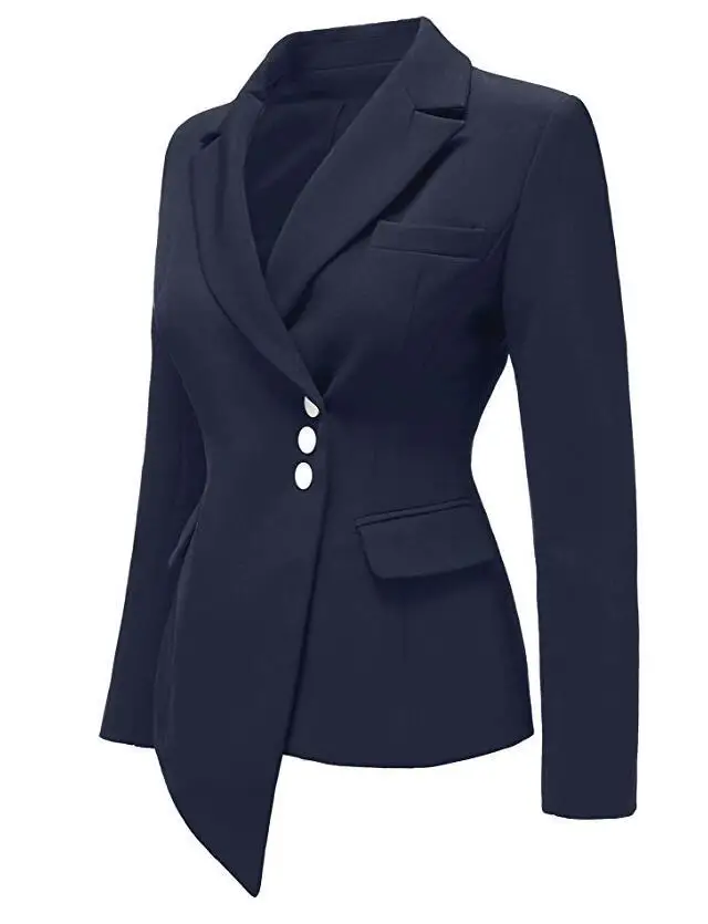 

2019 Spring New Womens Long Sleeves Asymmetric Feminino Small Suit Casual Fashion Blazer Mujer Temperament Office Lady Clothes