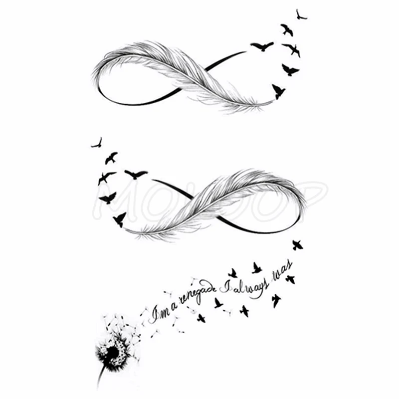 Перо птица 8 красная Роза узор принт в виде одуванчиков Временные татуировки