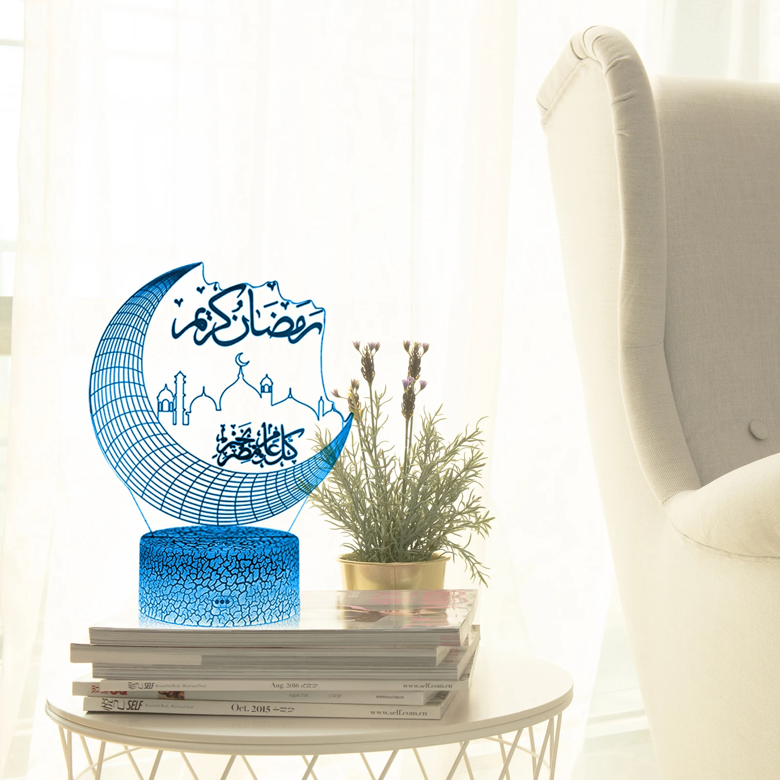 

3D Acrylic Ramadan Lights, Bedroom Bedside LED Islam Muslim Eid Mubarak Ramadan Decorative Night Lights Touch Remote Colors