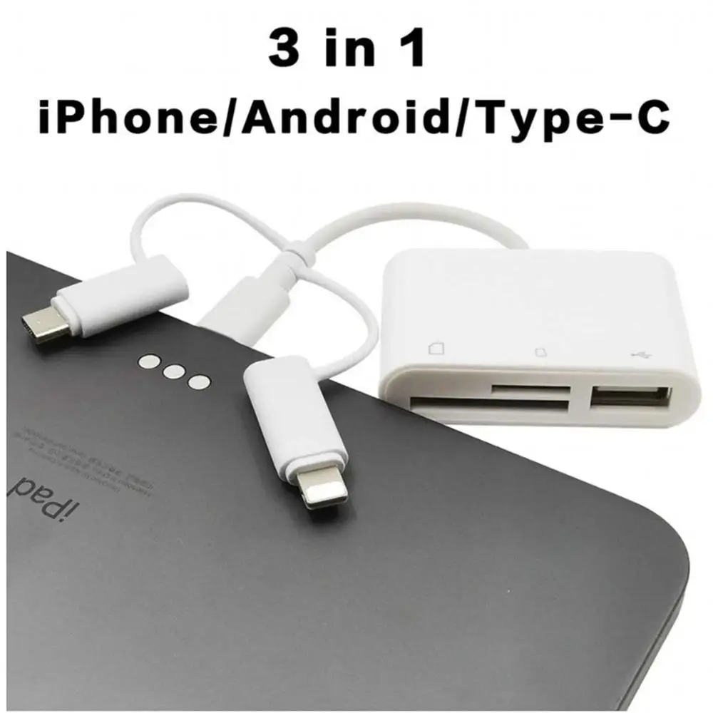 3 в 1 мульти адаптер Lightning/Type C/OTG кардридер для SD TF конвертер с Usb 2 0 IOS|Картридеры| |