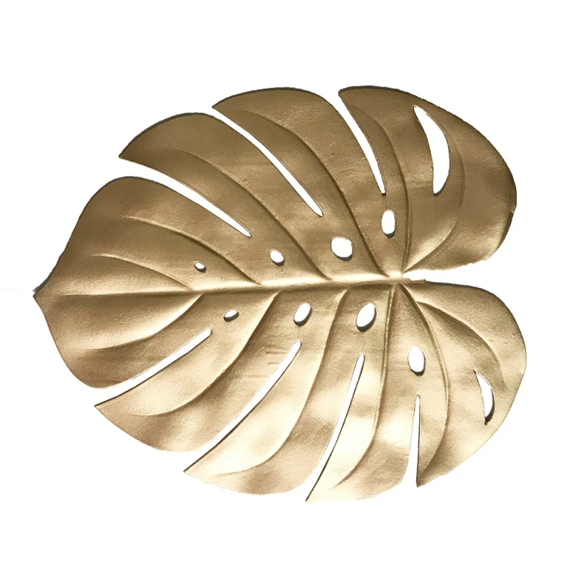 

Artificial Gold Plant Insulation Decor Placemat Simulation Plant Leaves for Hawaiian Tropical Jungle Party Home Decoration