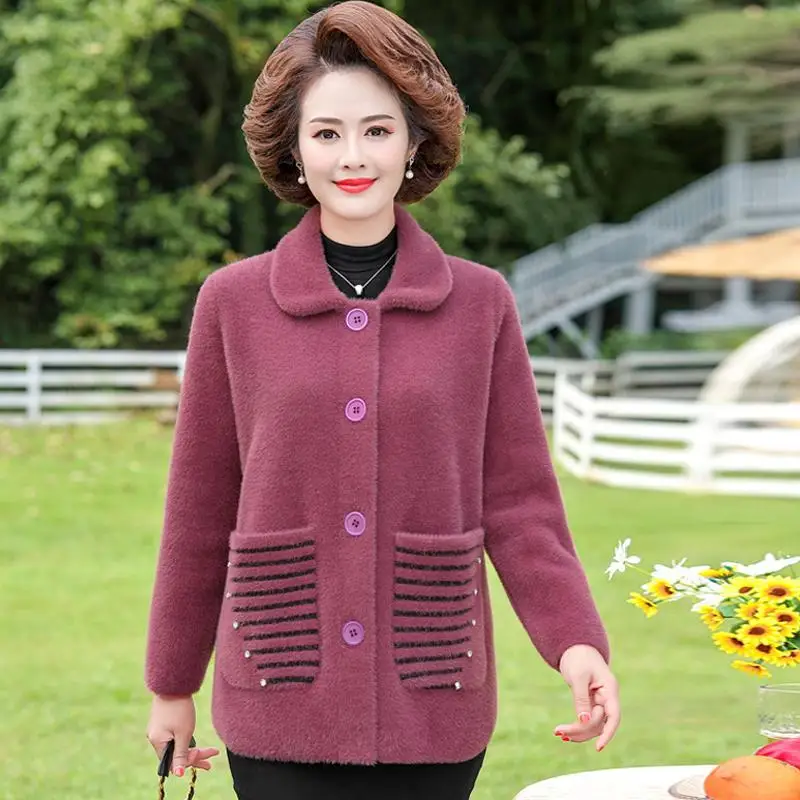 Женский кардиган новый кашемировый для мамы среднего возраста куртка Femme Noble