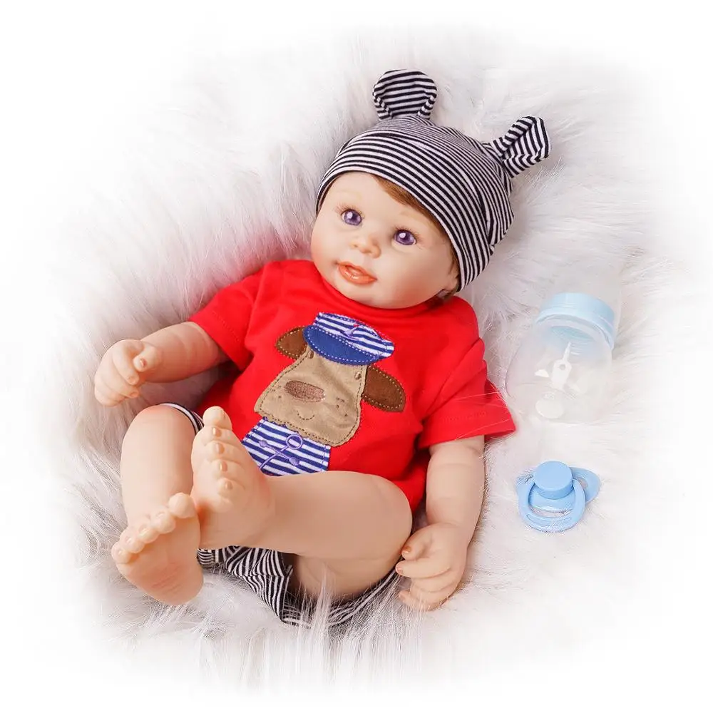 50 см полный силиконовый винил Reborn Baby Doll мальчик новорожденный игрушка подарок красный наряд с синим одеялом