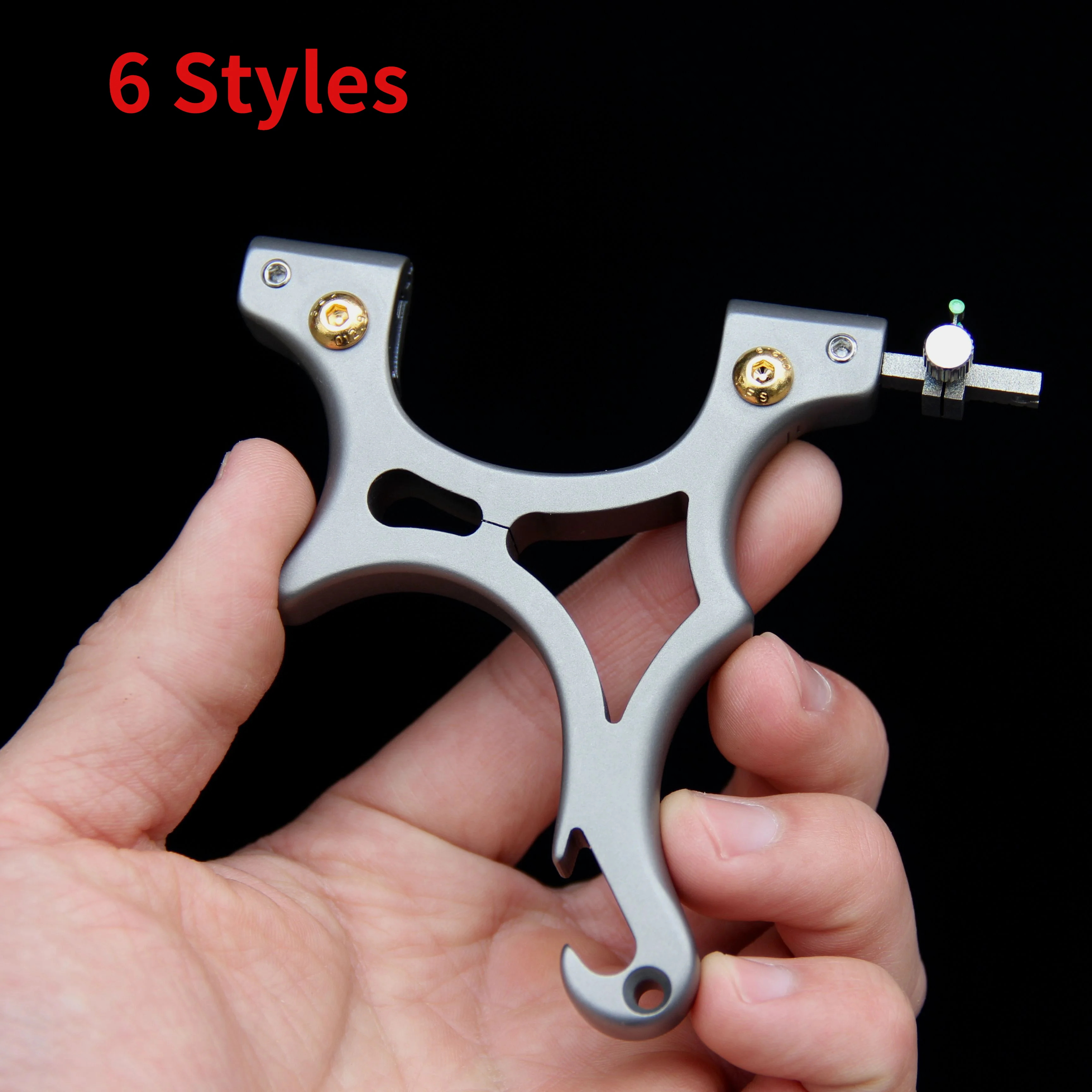 

Titanium Alloy Slingshot Crooked Handle Clip Ball Clip Free Flat Leather Catapult Bow Manual Portable Pocket Slingshot Catapult