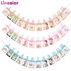 Баннер голубойрозовый для новорожденных, 12 месяцы фоторамка