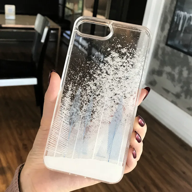 Модный Блестящий 3D чехол со снежинками рождественским кедром для iPhone 8, 7, 6, 6S Plus, динамичный жидкий зыбучий песок, твердый чехол для iPhone X, чехол