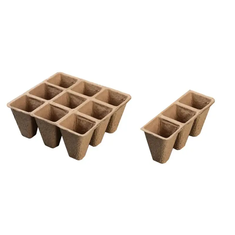 

12-Hole Pulp Seedling Tray Disposable Nursery Tray Degradable Garden Planter Eco-Friendly Nursery Plates Pots Garden Supplies