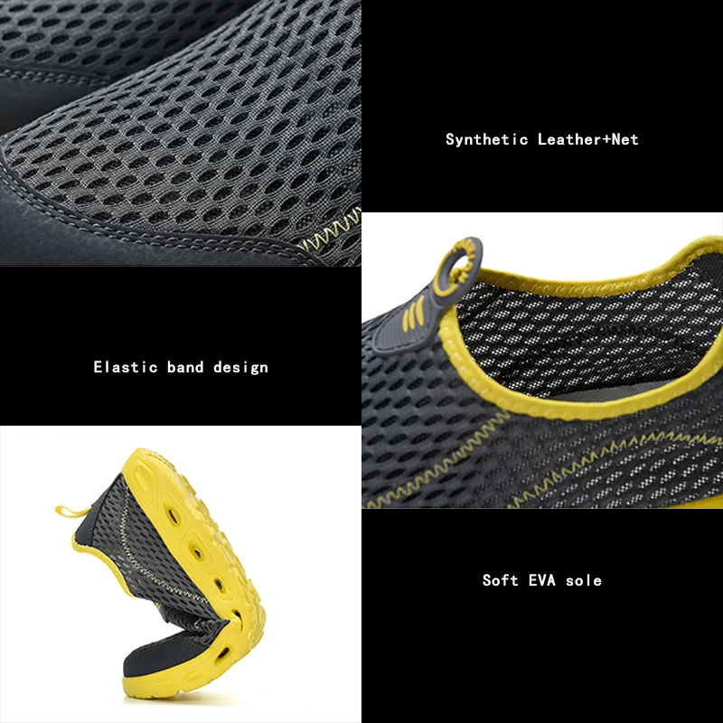 Мужские летние быстросохнущие дышащие кроссовки сетчатый светильник обувь без