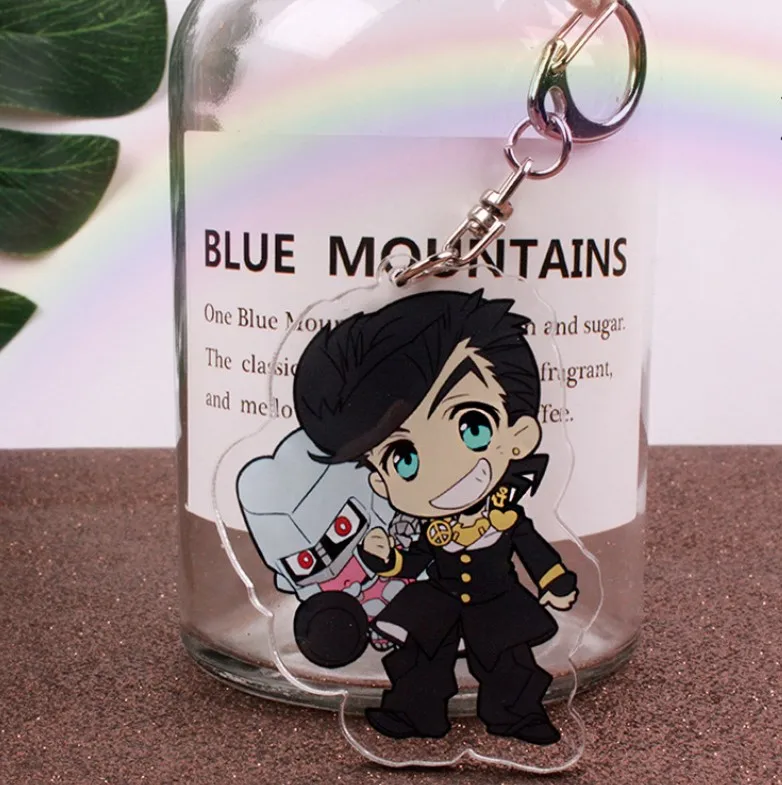 as pictured Anime JoJos Bizarre Adventure Golden Wind Kujo Jotaro Acrylic Figure keychain Keyring Decoration Collection Model Toy Cosplay - Color: as pictured