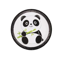 10pcsset cartoon panda disposable tableware christmas new year party paper plates cups birthday party supplies plastic straws