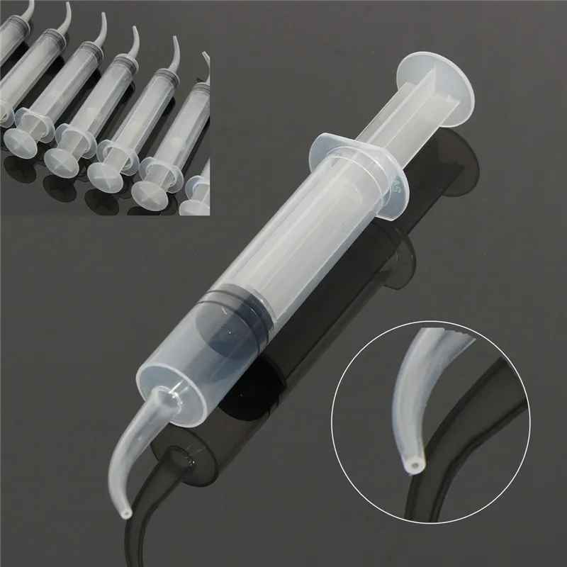 

10pcs Disposable Dental Irrigation Syringes With Curved Tip Clear 12ml Injector Welding Flux Dental Flow Acid Reagent Syringe