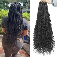 ombre box braids bohemian curly ends 18in synthetic goddess crochet hair extension colored bohemian crochet box braids wavy hair
