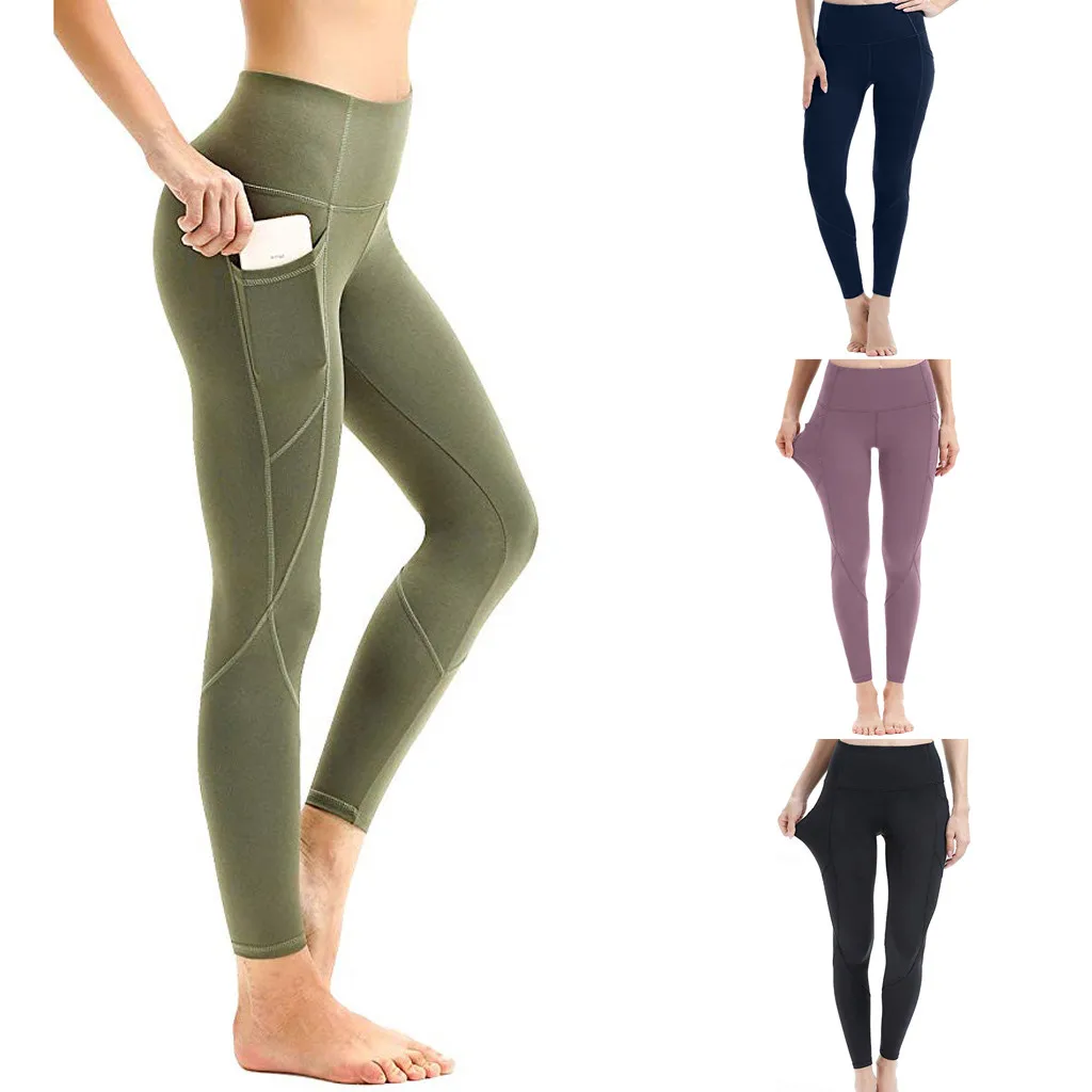 Леггинсы спортивные женские фитнес тренировки с карманами Фитнес Спорт Бег Йога