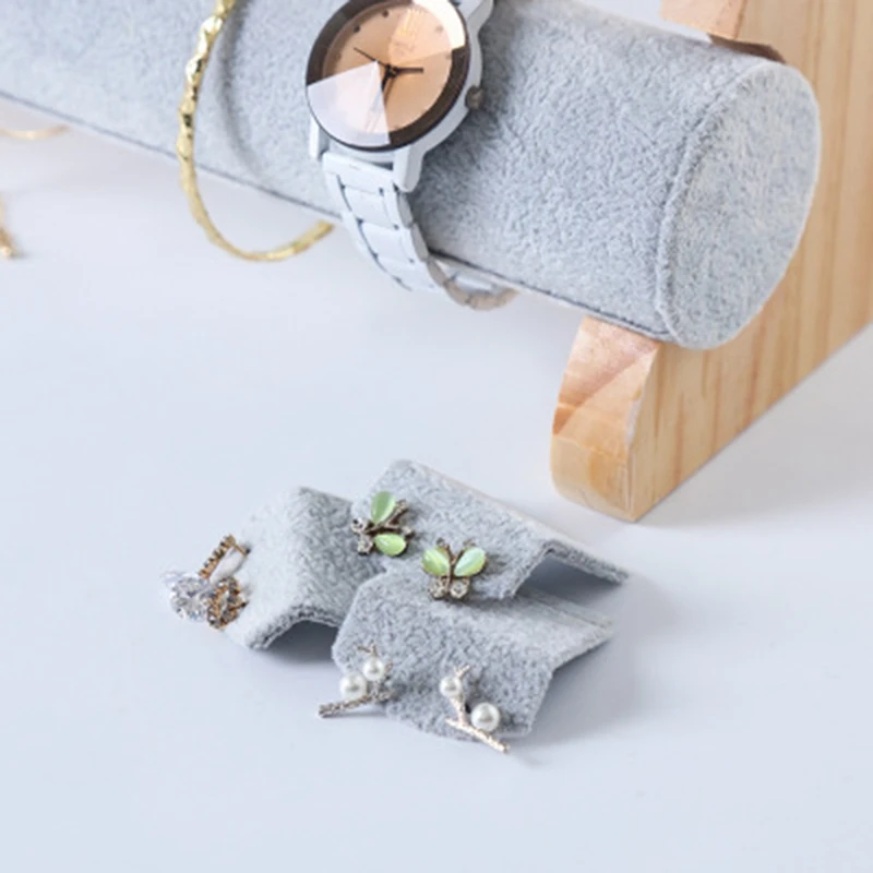 

Wood Earrings Detachable Bracelet Display Stand Watch Multifunctional